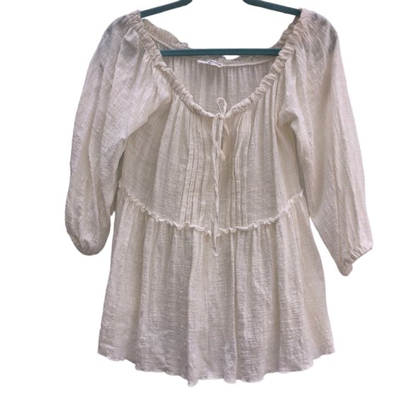 REISI GERGO white crinkle cotton SANTORINI GREECE greek tunic top M/L - Picture 1 of 3